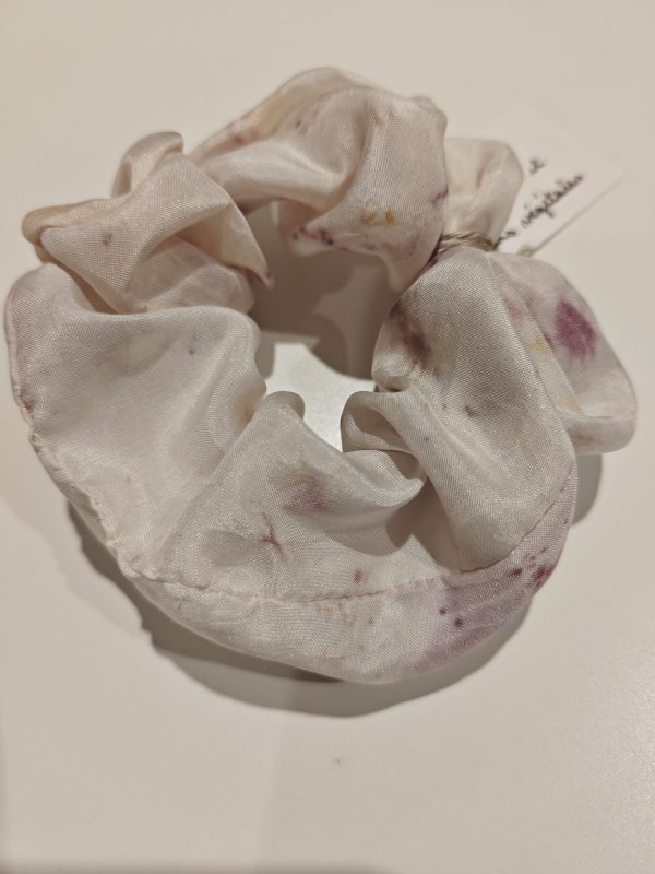 CHOUCHOU EN CREPE DE SOIE - EMPREINTE FLORALE - CAMELIA ROUGE - MOYEN MODELE