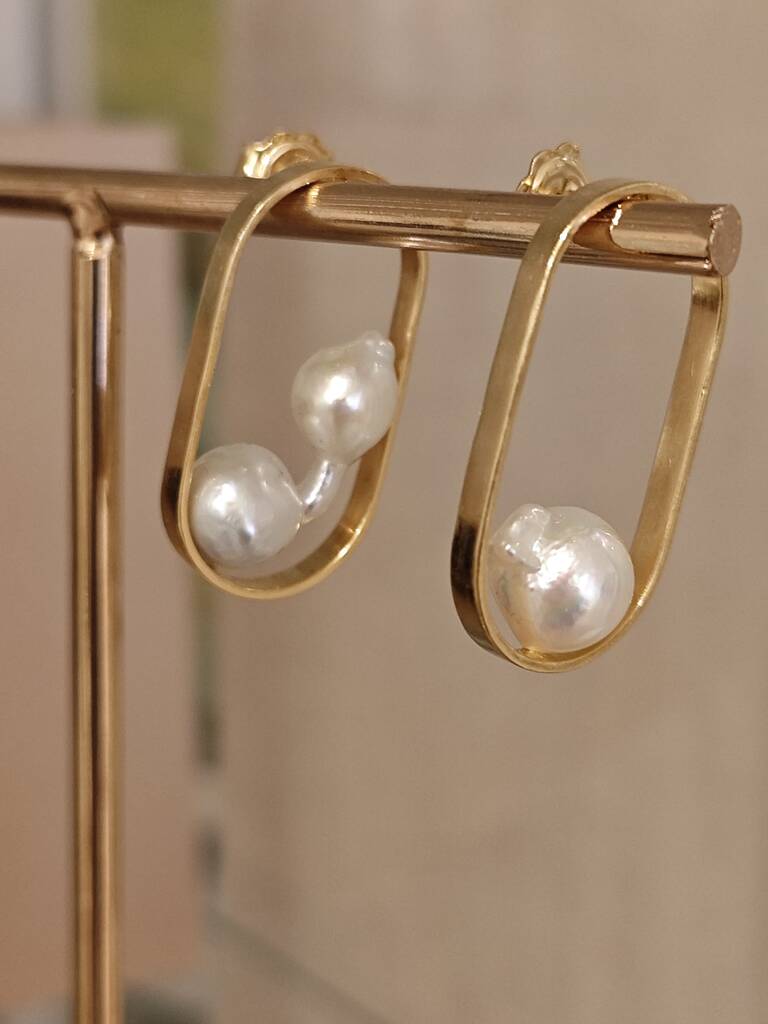 BOUCLE D'OREILLE PERLE RARE AKOYA VERMEIL