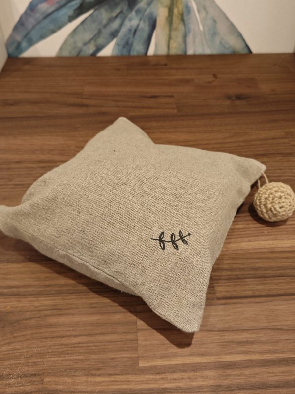 POCHETTE LIN NATUREL + POMPON  POUR CABAS VANNERIE