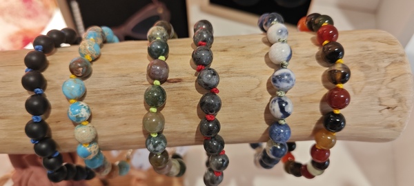 BRACELET HOMME AGATES DES INDES VERTES 22-23 CM