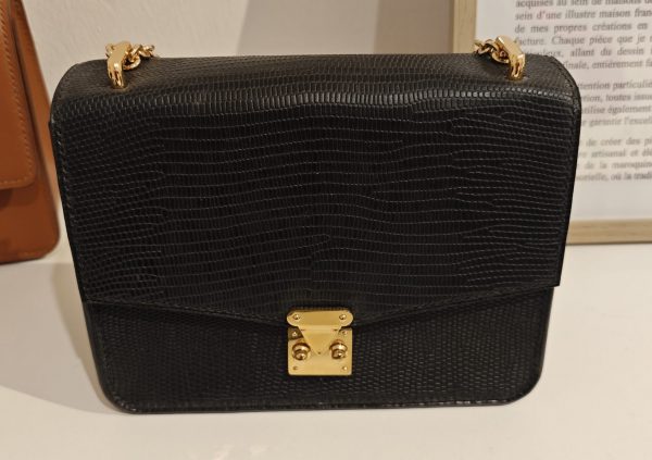 MINI SAC NOIR CUIR LEZARDE
